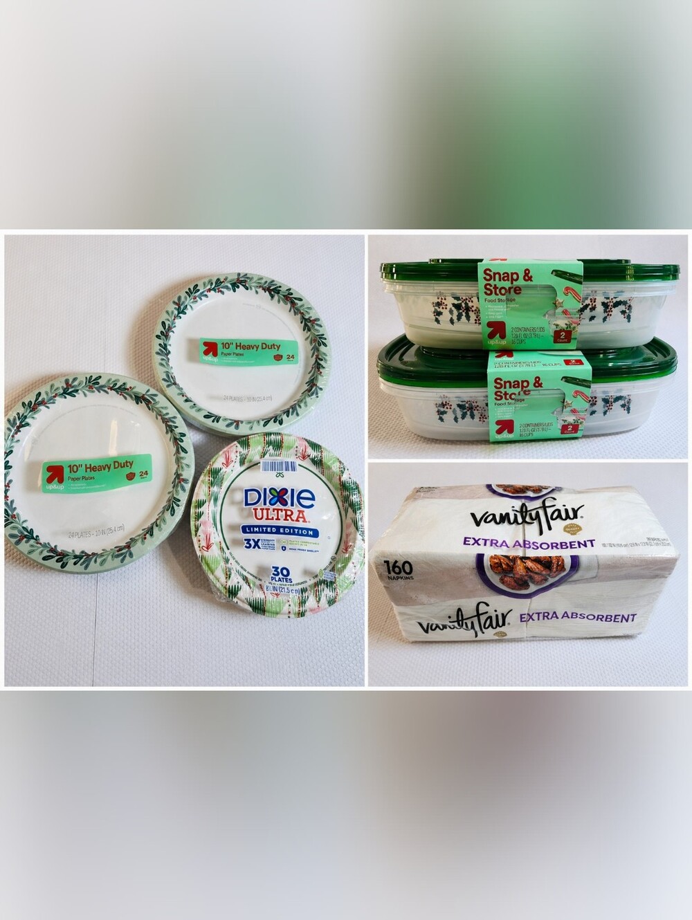 New Set Of Disposable Plates, Storage Containers And Napkins.